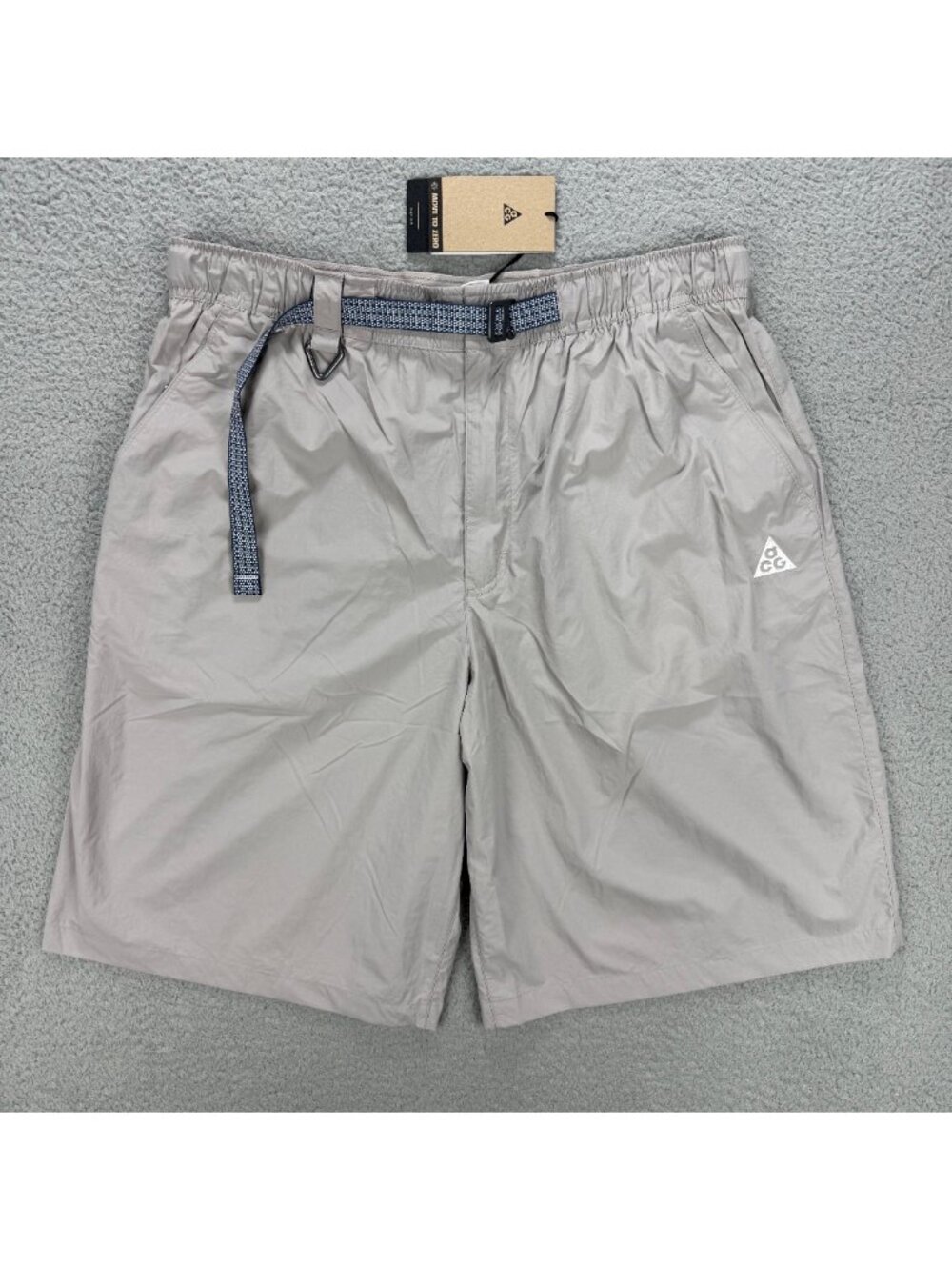 Nike ACG Shorts Mens Large Grey Orb Weaver Uv Repel Nylon Woven Oversized Belted
